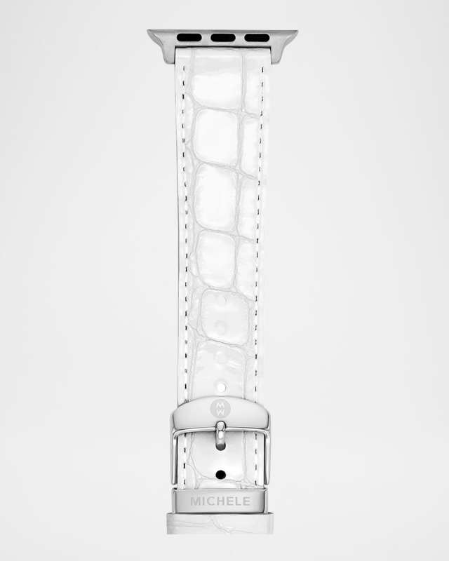 20mm Apple Watch Croco Pattern Leather Watch Strap, White